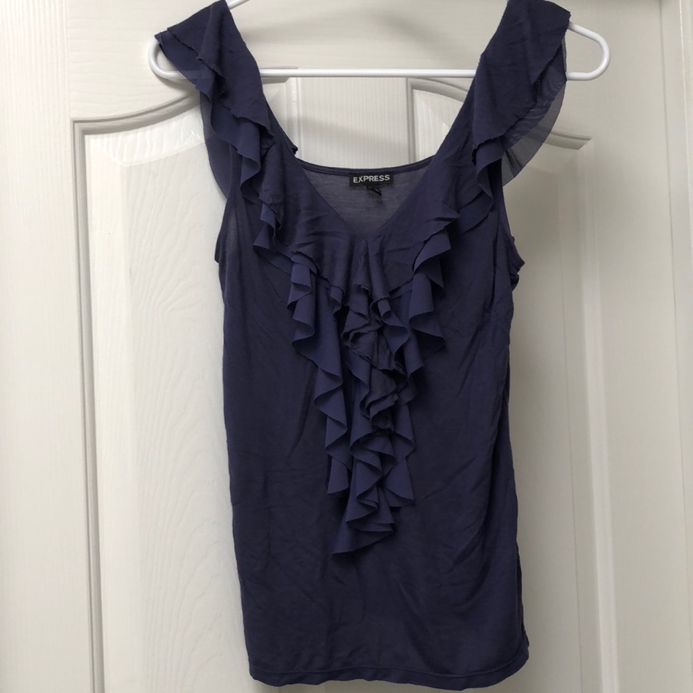 Express Purple Ruffle Sleeveless Top